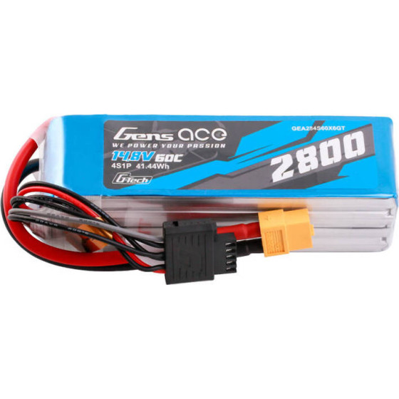 Gens ace G-Tech Soaring 2800mAh 14.8V 60C 4S1P LiPo XT60 - (GEA284S60X6GT)