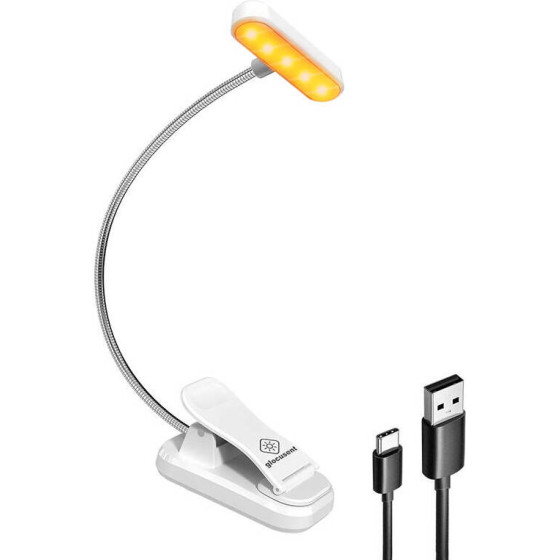 Glocusent Wireless lamp ET-Head clip-on book light, USB-C 650mAh timer White - (GLCSNTA1806)