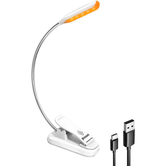Glocusent Wireless lamp Mini clip-on book light, USB-C White - (GLCSNTBL105W)