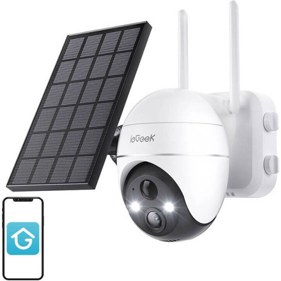 ieGeek Wireless 5MP WiFi outdoor camera with solar panel - (ZS-GX4S White)
