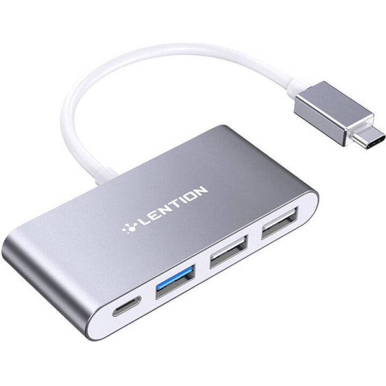Lention 4in1 Hub USB-C to USB 3.0 + 2x USB 2.0 + USB-C (gray) - (CB-TP-C13-GRYNA2)
