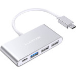 Lention 4in1 Hub USB-C to USB 3.0 + 2x USB 2.0 + USB-C (silver) - (CB-TP-C13-SILNA2)