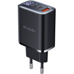 Mcdodo 2xUSB-C + USB-A, 30W mains charger with display (black) - (CH-2180)