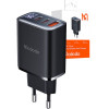 Mcdodo 2xUSB-C + USB-A, 30W mains charger with display (black) - (CH-2180)
