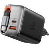 Mcdodo 67W GaN 2-in-1 USB-C+A charger, 65cm USB-C cable, black - (CH-4100)