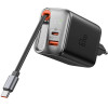 Mcdodo 67W GaN 2-in-1 USB-C+A charger, 65cm USB-C cable, black - (CH-4100)