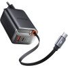 Mcdodo 67W GaN 2-in-1 USB-C+A charger, 65cm USB-C cable, black - (CH-4100)