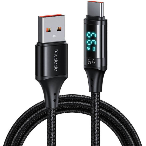 Mcdodo Cable USB to USB-C with display , 66W, 6A, 1.2m (black) - (CA-1080)