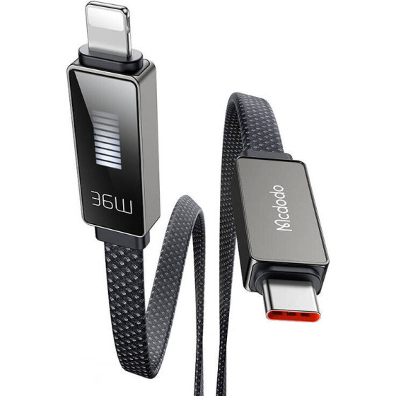 Mcdodo Kabel USB-C do Lightning z wyswietlaczem 36W 1.2m (czarny) - (CA-4960)