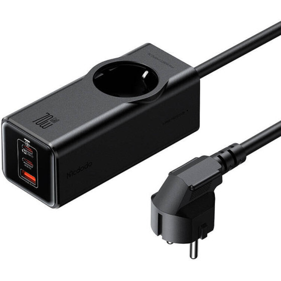 Mcdodo Power Strip GaN EU 70W, 2x USB-C, 1x USB (black) - (CH-4620)
