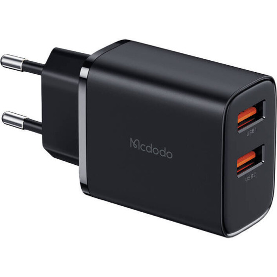Mcdodo USB-A*2 mains charger, 12W (black) - (CH-5070)