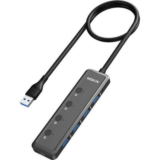 Mokin HUB 5in1 USB-A3.0 to 4xUSB-A + 1xUSB-C DC (black) - (MOUC5708)