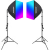 Neewer Kit NK800 two softboxes + bulbs RGB 24W 2700-6500K + tripods + barndoors - (B0CF55TW5J)