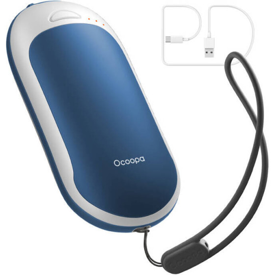Ocoopa HotPal PD 5000 mAh hand warmer with powerbank function, USB-C white-blue - (H3054PD-BU_WH)