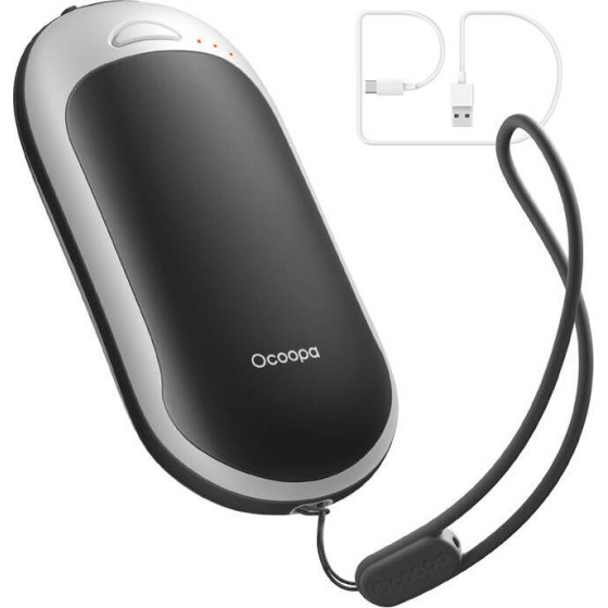 Ocoopa HotPal PD 5000 mAh hand warmer with powerbank function, USB-C, white and black - (H3054PD-BK_WH)
