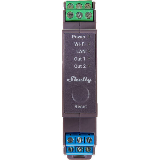 Shelly Pro 2 DIN Rail 2-channel Relay, WiFi/LAN - (Pro2)