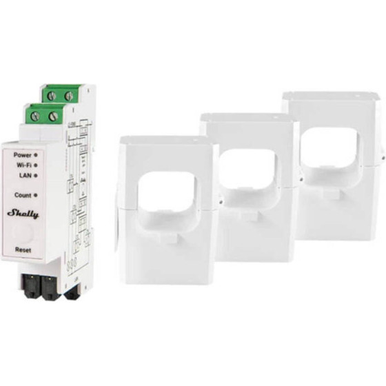 Shelly PRO 3EM 400A 2-Phase Energy Meter, WiFi/Bluetooth - (Pro3EM-400)