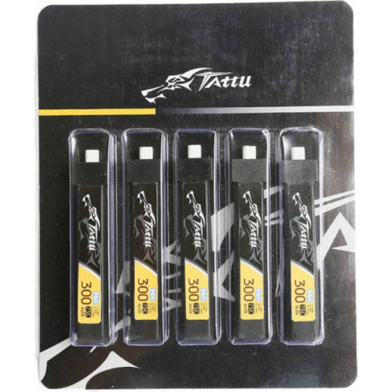 Tattu LiPo 300mAh 3.8V 75C 1S1P HV BT2.0.5 battery (5pcs) - (TAA3001S75BT2)