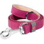 Waudog natural leather dog leash 25 mm wide, 122 cm long pink - (08157)
