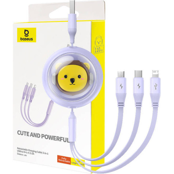 Baseus ������� 3��1 USB �� USB-C/MicroUSB/Lightning, 3.5A, 1.1m (����) - (P10362900511-00)