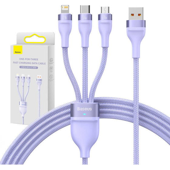 Baseus ������� USB 3��1 Flash II Series, USB-C+MicroUSB+Lightning, 66W, 1.2m (Mo�) - (CASS040005)