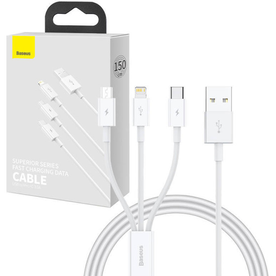 Baseus ������� USB 3��1 Superior Series, USB �� MicroUSB / USB-C / Lightning, 3.5A, 1m (�����) - (P10320105221-00)