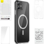 Baseus ��������� ���� Magnetic Crystal Clear ��� iPhone 11 + ������������� ������ Tempered Glass (��������) - (ARSJ010002)