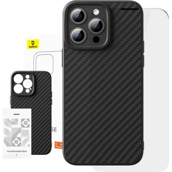 Baseus ��������� ���� Synthetic Fiber ��� iPhone 15 Pro ��� ������������� ������ Tempered Glass (�����) - (P60163500111-02)