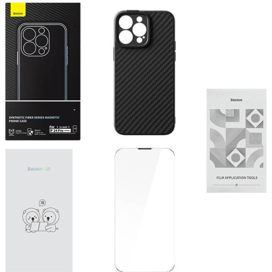 Baseus ��������� ���� Synthetic Fiber Series ��� ������������� ������ Tempered Glass ��� iPhone 14 Pro (�����) - (ARQW000101)