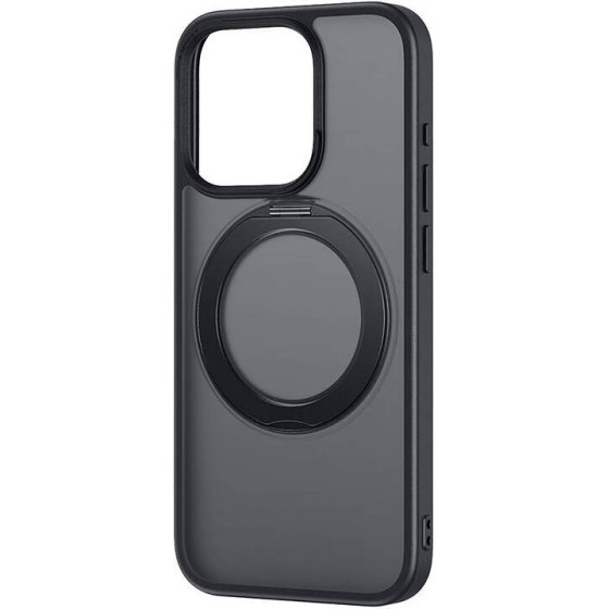 Baseus Phone Case SkyRing Magnetic with Stand for iP 15 Pro + tempered-glass and cleaning kit (black) - (P60161006101-05)