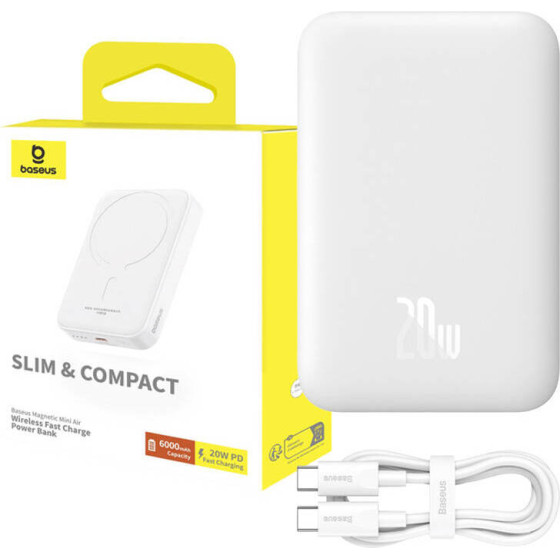 Baseus Powerbank Magnetic Mini 6000mAh 20W MagSafe (white) - (P10059002223-00)