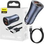 Baseus ��������� ����������� Golden Contactor Pro, 2xUSB, 40W �� ������� USB �� USB-C 1m (����/�����) - (TZCCJD-A0G)