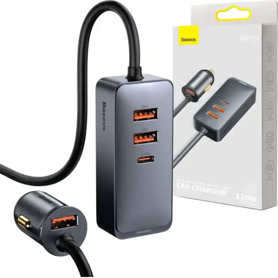 Baseus ��������� ����������� Share Together �� ������� ����������, 3x USB, USB-C, 120W (����) - (CCBT-B0G)