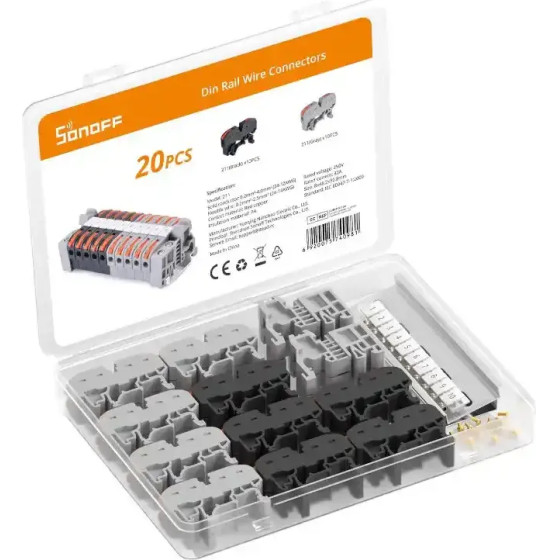 Sonoff DIN Rail wire connector set (20 pcs) - (211)