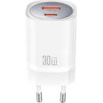 XO ��������� ������ 30W, GaN, 1x USB-C, 1x USB-A - (CE21)