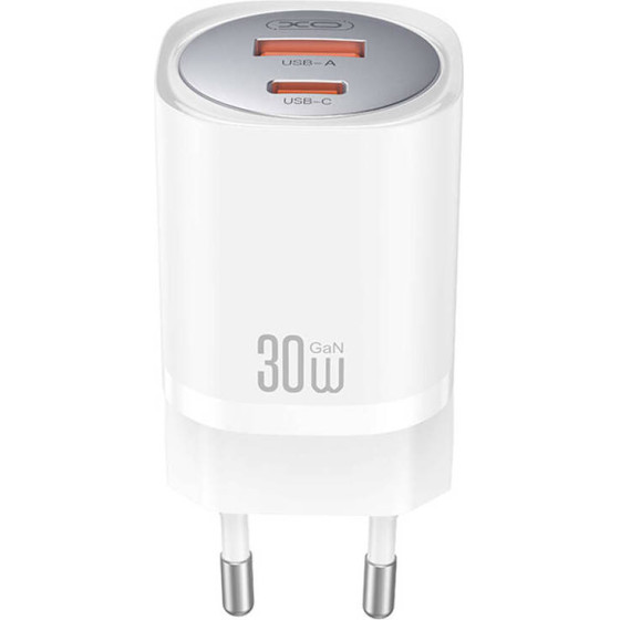 XO ��������� ������ 30W, GaN, 1x USB-C, 1x USB-A - (CE21)