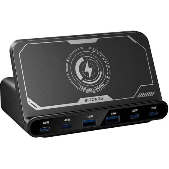 BlitzWolf 160W, 2xUSB-A, 4xUSB-C, 15W Wireless Charger (black) - (BW-S27)