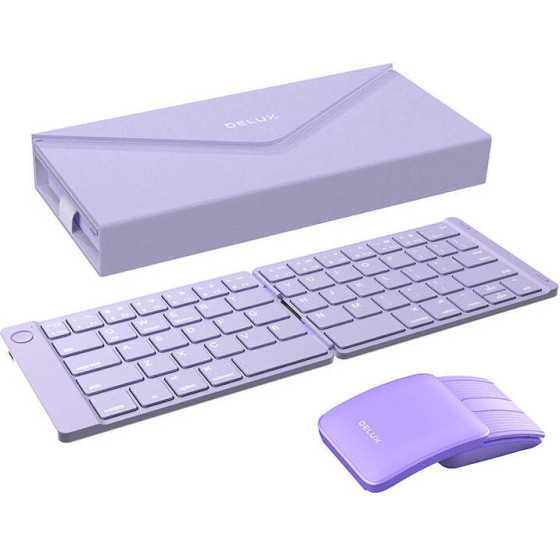 Delux Set Wireless Foldable Keyboard KF10 And Mouse MF10PRo - (KF10+MF10PRo PU)