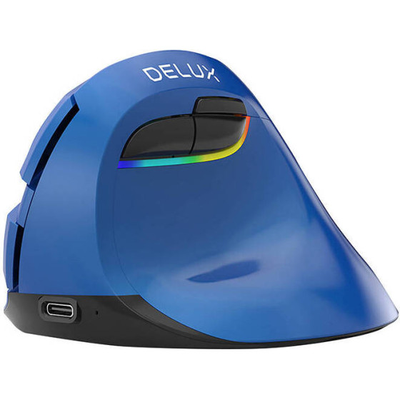 Delux Wireless Vertical Mouse M618MIni BT4.0 + 2.4GHz 4000DPi Rgb (blue) - (M618 Mini BLUE)