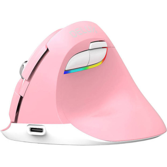 Delux Wireless Vertical Mouse M618MIni Db BT+2.4G 2400DPi (pink) - (M618 Mini Pink)