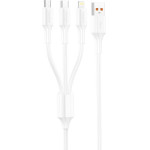 Foneng 3-in-1 Usb To USB-C / Micro Usb / Lightning Cable XS01 , 3A, 1.2m (White) - (XS01 1.2M 3-in-1)