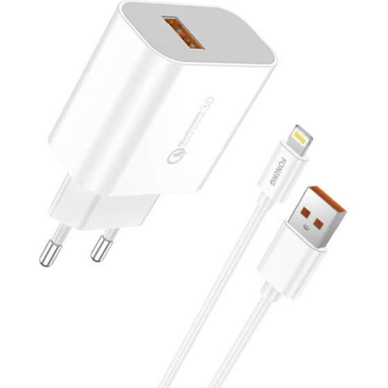 Foneng Fast Charger 1x Usb QC3.0 EU46 18W + Usb Lightning Cable - (EU46 iPhone)