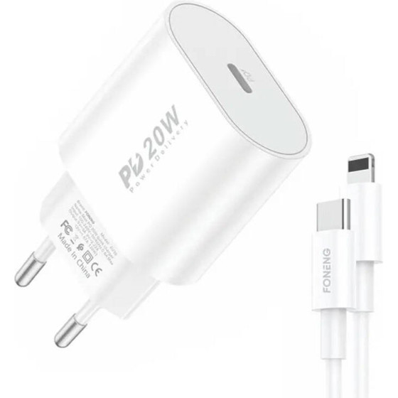 Foneng ��������� EU39, 1x USB, Pd 3.0 20W �� ������� USB-C �� Lightning (�����) - (EU39 Type-C To iPhon)