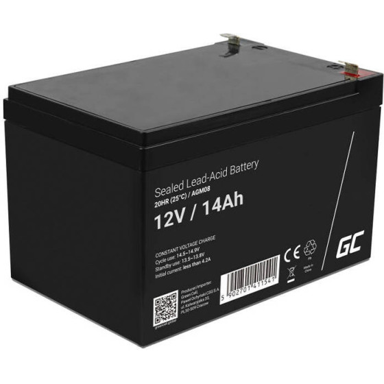 Green Cell �������� Agm 12V, ������������� 14Ah ����� ��������� ��� Ups Alarm (�����) - (AGM08)