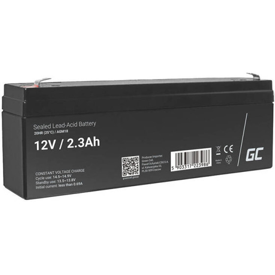 Green Cell Maintenance-Free Agm Vrla 12V 2.3Ah Battery (For Alarm system, Cash register, toy) - (AGM18)