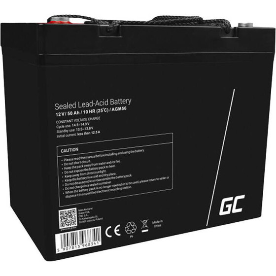 Green Cell Maintenance-Free Agm Vrla 12V 50Ah Battery (For scooter, boat, wheelchair, camper, lawnmower) - (AGM56)