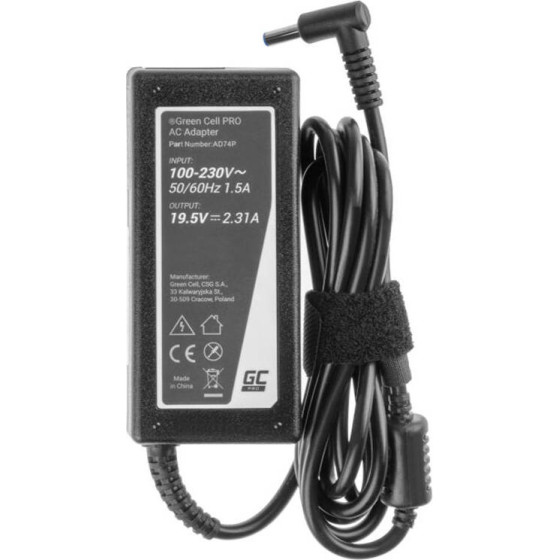 Green Cell Power Supply Pro 19.5V 2.31A 45W Do Hp 250 G2 G3 G4 G5 255 G2 G3 G4 G5, Hp Probook 450 G3 G4 650 G2 G3 - (AD74P)