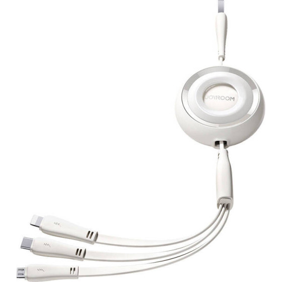 Joyroom 3in1 Colorful Usb To USB-C/Lightning/Micro Usb Cable 3.5A, 1m (white) - (S-A40 White)