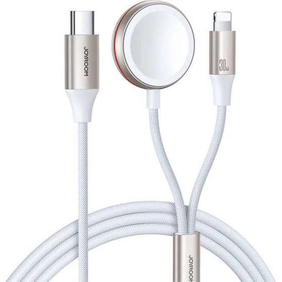 Joyroom Fast Charging Magnetic Charger 2-in-1 30W 1.5m (White) - (S-IW012)