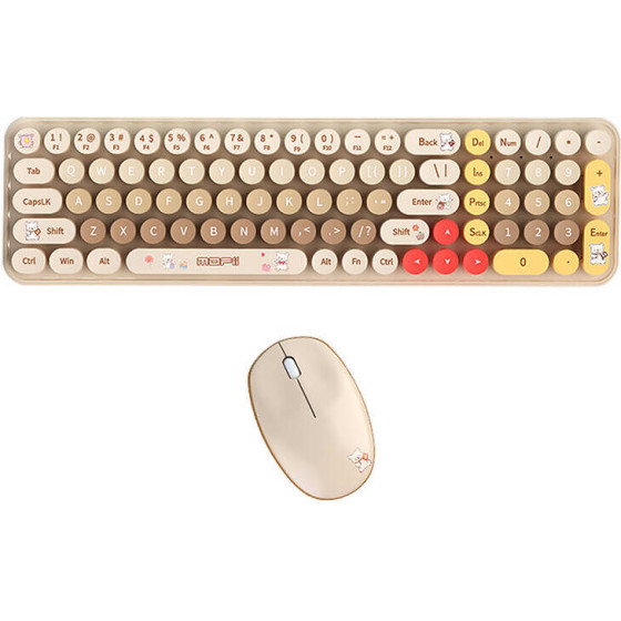 MOFII Baby Bear Wireless Keyboard + Mouse Set (beige) - (SMK-682M8AG Beige)